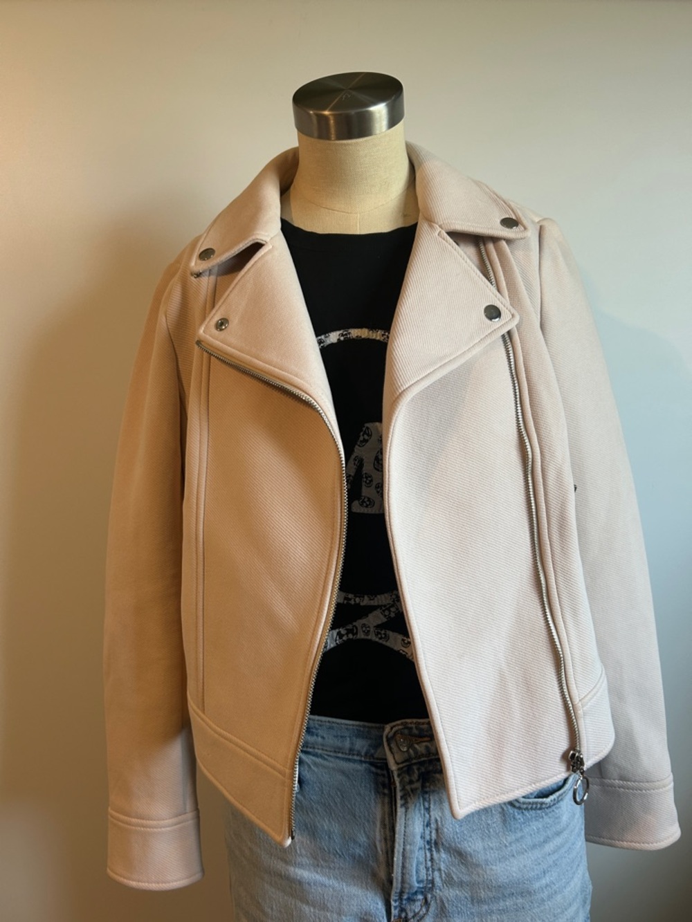 Ann Taylor Blush Leather Moto Jacket